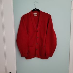 Vintage Alan Paine Shetland wool button down red sweater 38 (M)